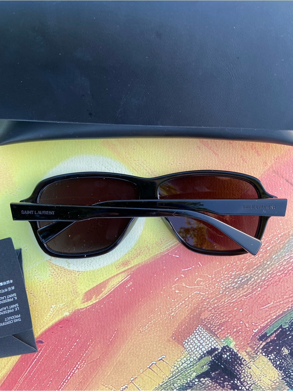 Saint Laurent Black Frame Sunglasses with Brown Lenses - Picture 3 of 7
